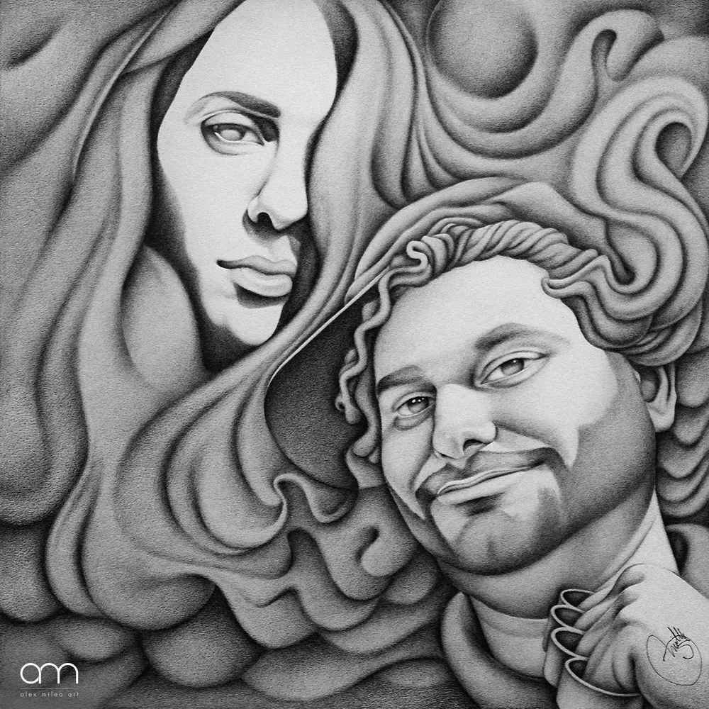 “Mist - h3h3 productions” - 50×50 cm; pencils on paper;
