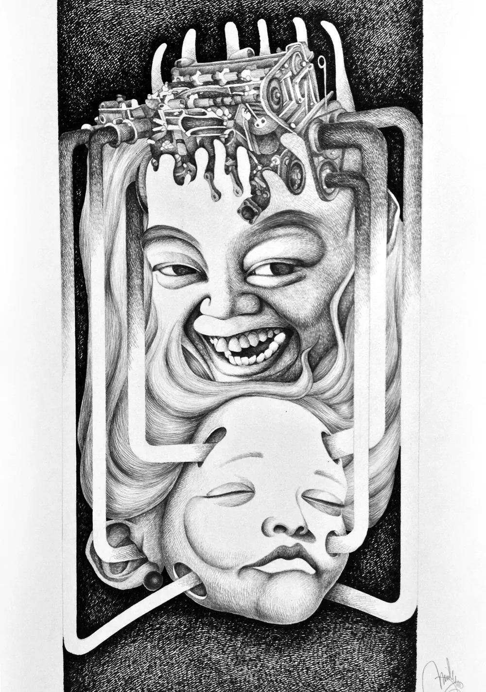 “Indoctrination” - 35/50 cm; pencil + ink on paper;
