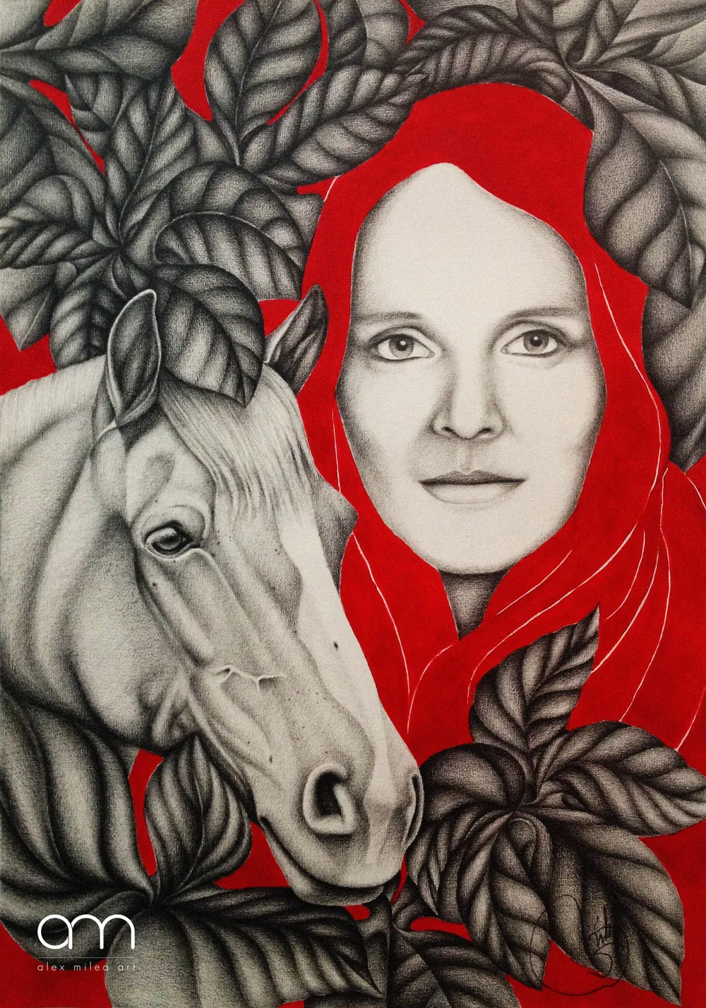 “Green Feelings” - 35/50 cm; pencil + acrylic paint on paper;