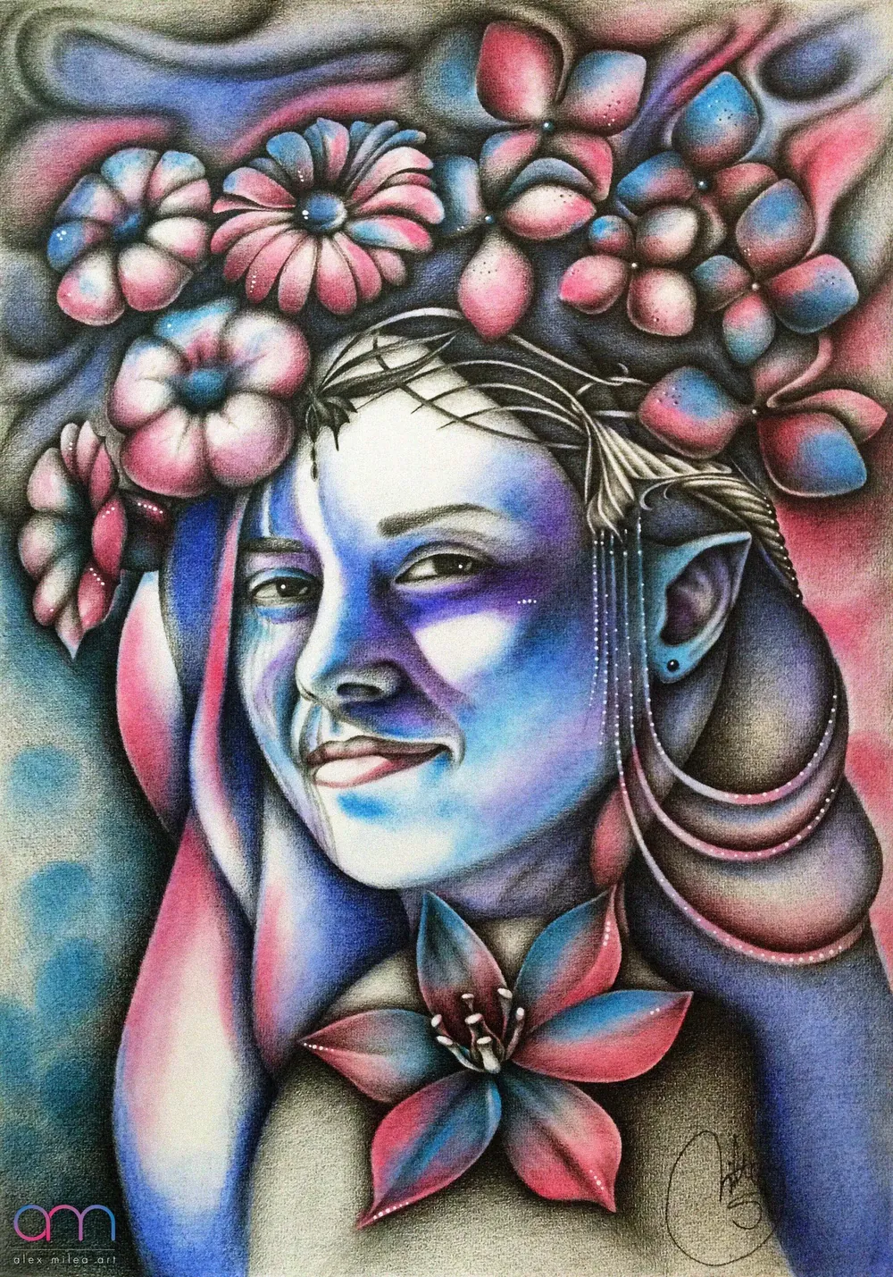 “Fairy Tale” - 35/50 cm; pastels + pencil on paper;