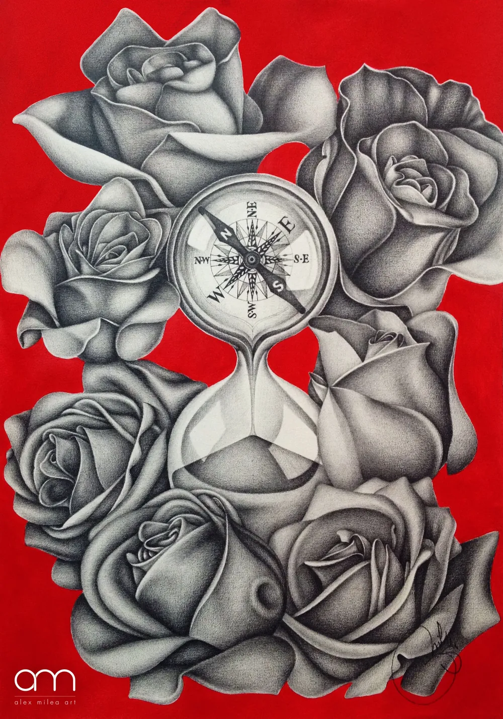 “Leap Through Time” - 35/50 cm; pencil + acrylic paint on paper;