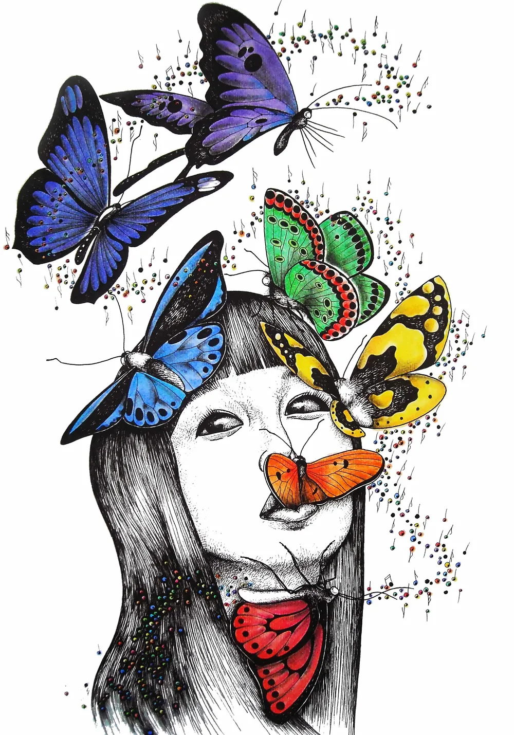 “Freedom” - 35/50 cm; ink + pastel on paper;