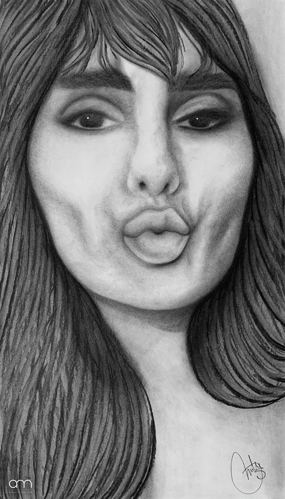 “Queen Sugar” - Dana Budeanu - 40 x 70 cm; charcoal on paper;