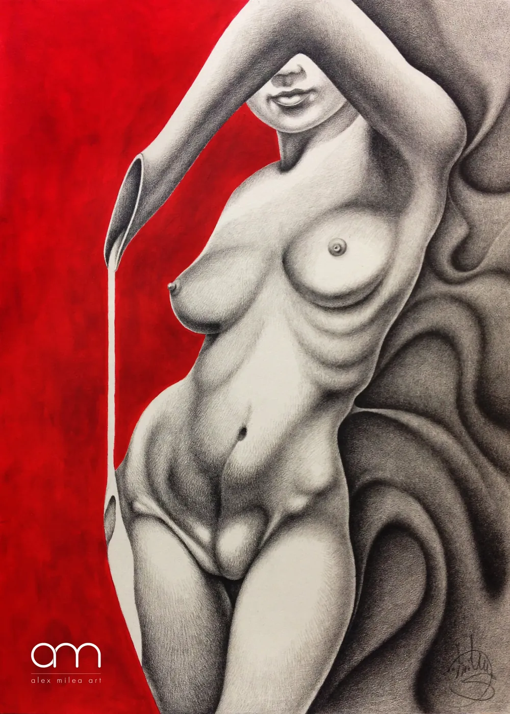 “White Poetry” - 35/50 cm; pencil + acrylic paint on paper;