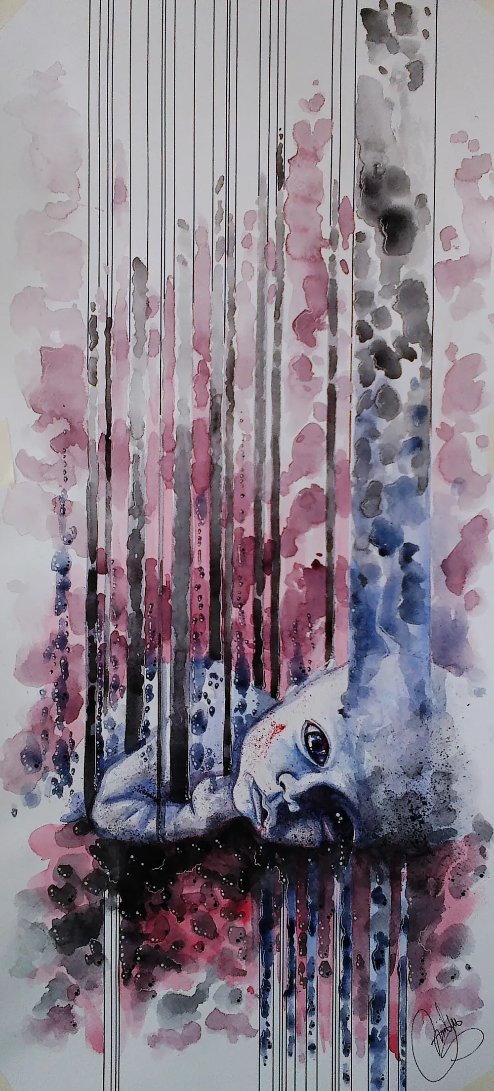 “Effervescent” - 35 x 65 cm; ink + watercolor on paper;
