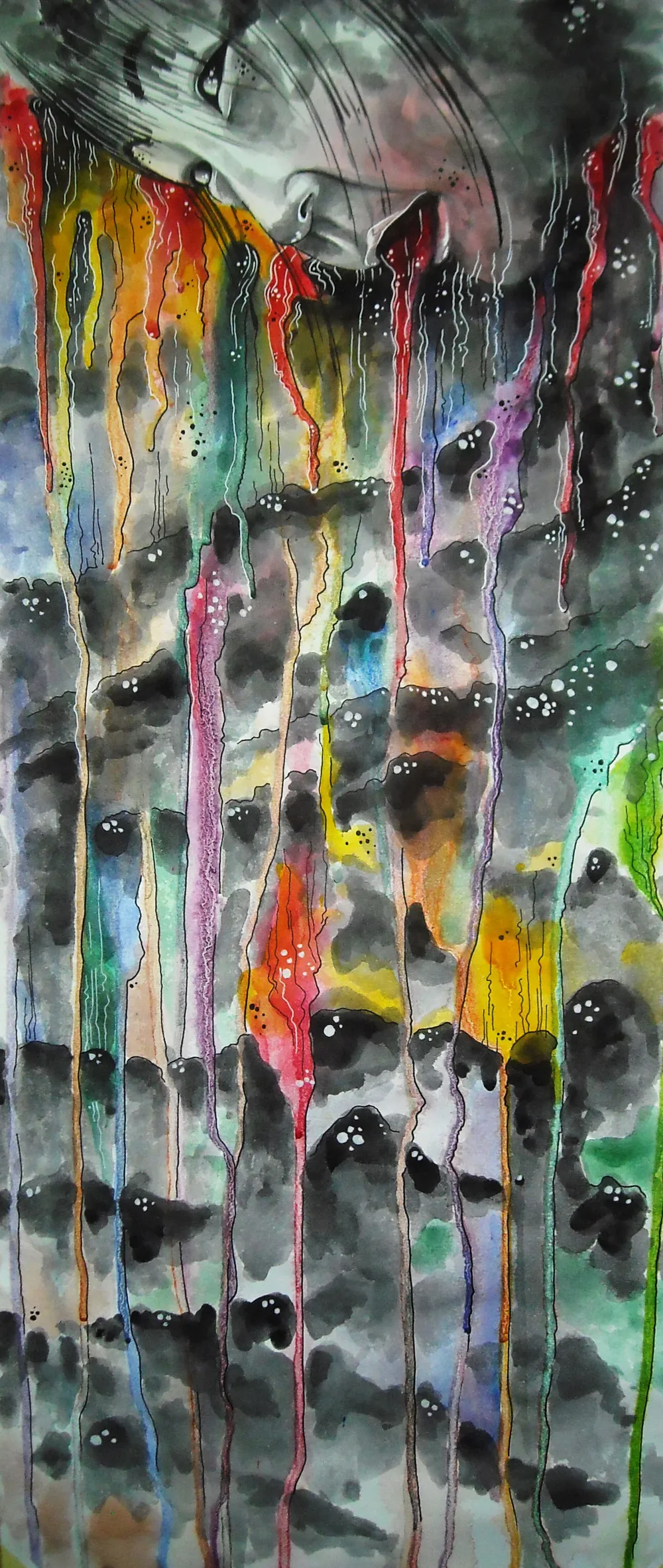 “LSD” - 30 x 60 cm; ink + watercolor on paper;